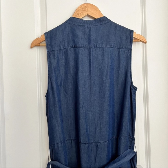 Laundry by Shelli Segal Chambray Shirt Dress Sz 8 Blue Button Front Pockets Belt - Picture 8 of 12